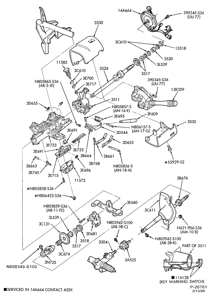 Схема STEERING-Steering column - A/T - floor shift - tilt wheel