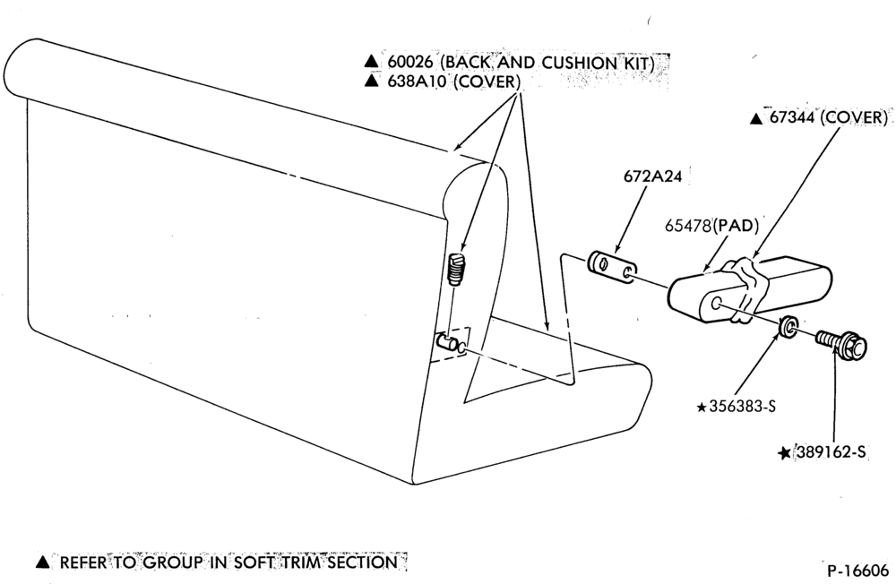 Схема SEATS-Front seat parts - passenger non-folding - w/folding armrest-E100/350 (82)