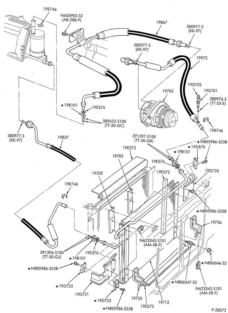 Схема AIR CONDITIONING-Condenser & hoses - integral - 6 cyl. 2.9L-R
