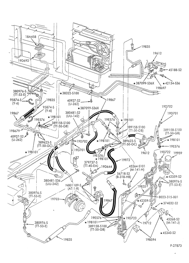 Схема AC HOSES & TUBES-8 cyl. - 6.9L - w/aux. A/C-E