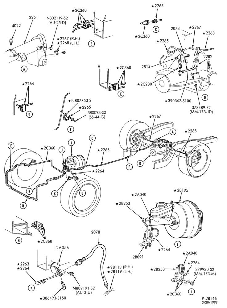 Схема BRAKES-Disc brake system - w/o anti-lock brakes - 8 cyl. 5.0L
