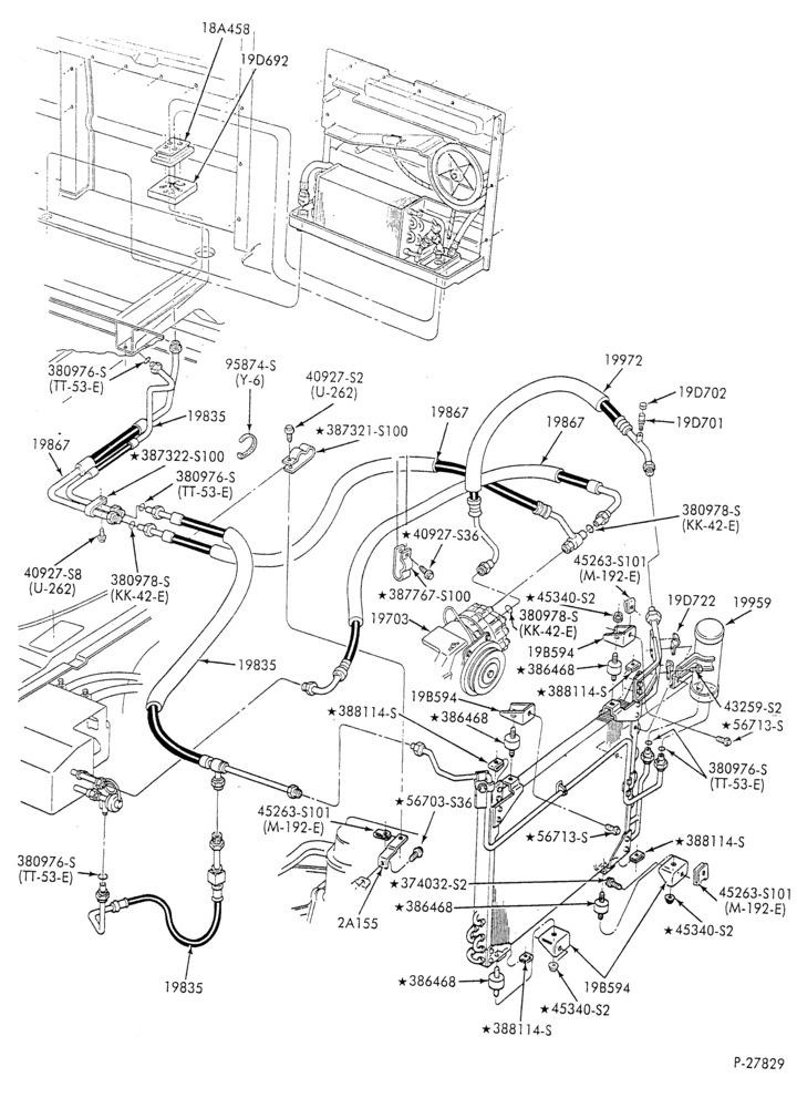 Схема AC HOSES & TUBES-6 cyl. - 4.9L - w/aux. A/C - S.W.B.-E