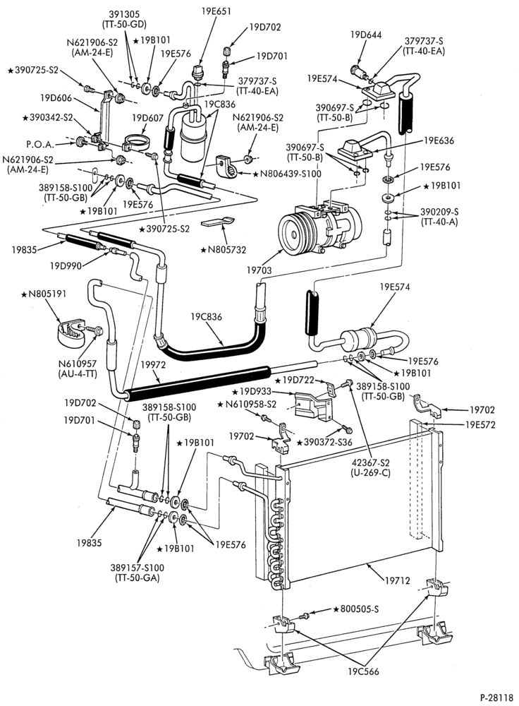 Схема AC HOSES & TUBES-6 cyl. - 3.8L-E,ME