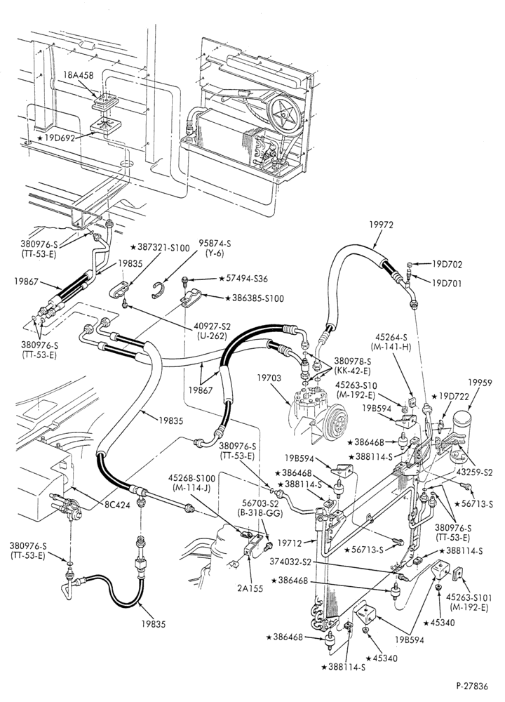 Схема AC HOSES & TUBES-8 cyl. - 5.0L - w/aux. A/C - L.W.B.-E