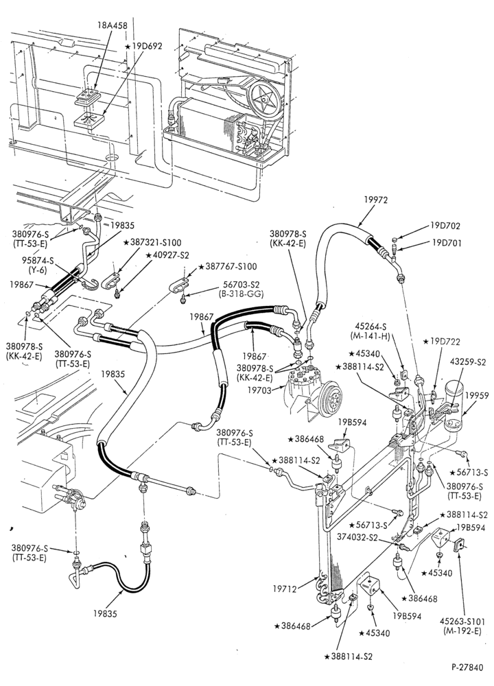 Схема AC HOSES & TUBES-8 cyl. - 5.8L - w/aux. A/C - L.W.B.-E