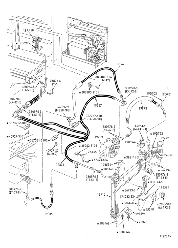 Схема AC HOSES & TUBES-8 cyl. - 5.8L & 6.6L - w/aux. A/C - L.W.B.-E
