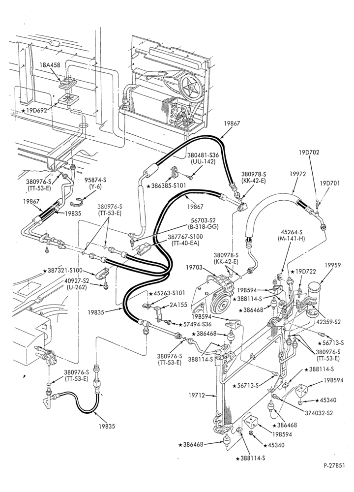 Схема AC HOSES & TUBES-8 cyl. - 7.5L - w/aux. A/C - w/aux. heat - S.W.B.-E