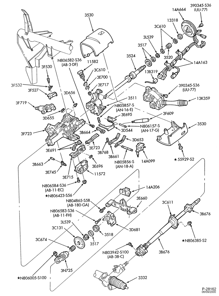 Схема STEERING-Steering column - floor shift