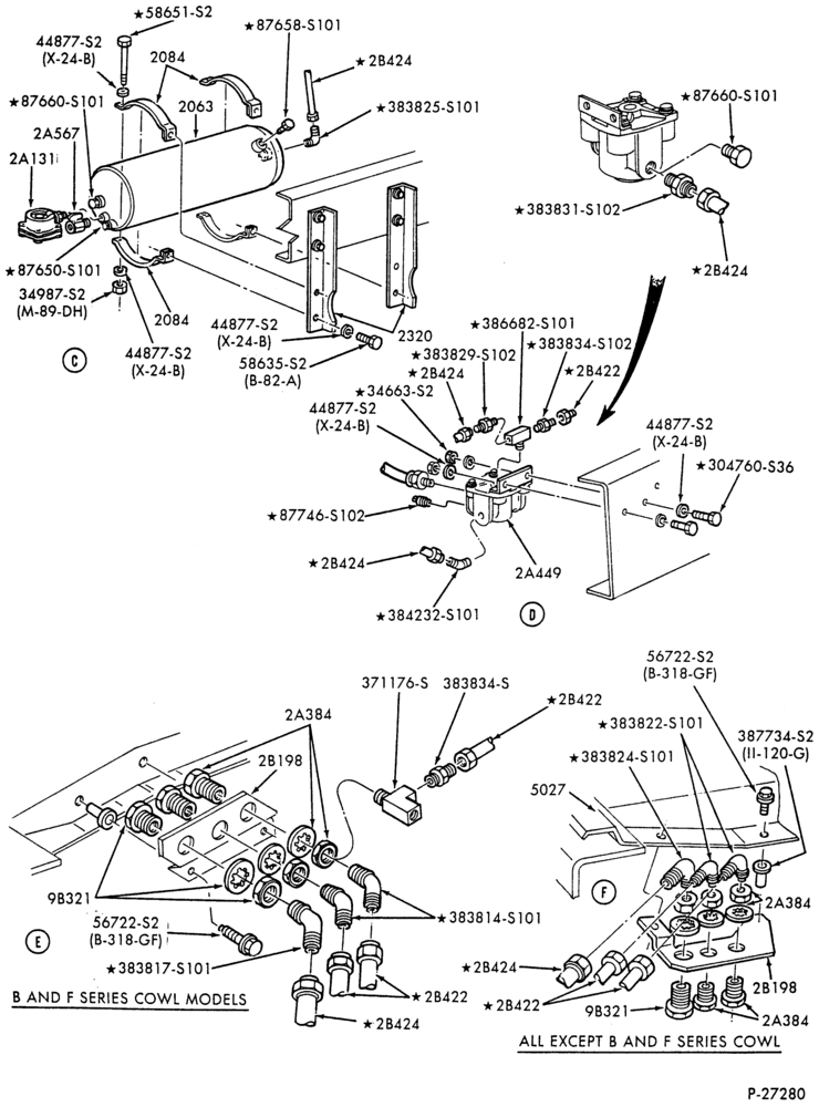 Схема BRAKE SYSTEMS - AIR-Air brake system - rear frame tubing - Page C-B600/700