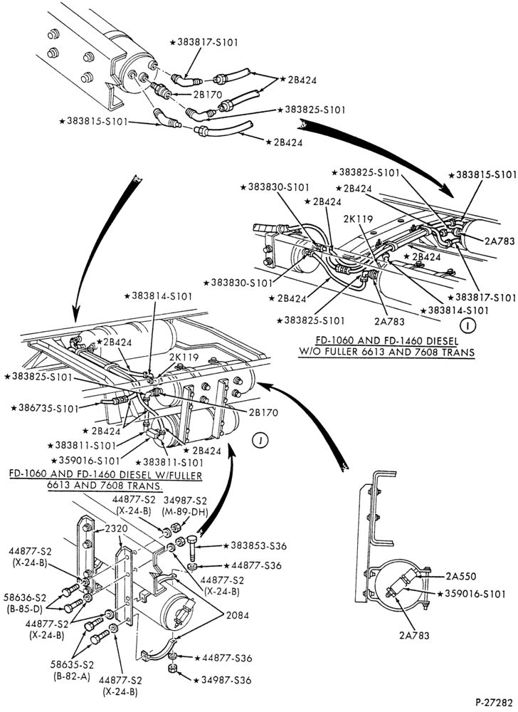 Схема BRAKE SYSTEMS - AIR-Air brake system - rear frame tubing - Page E-B600/700