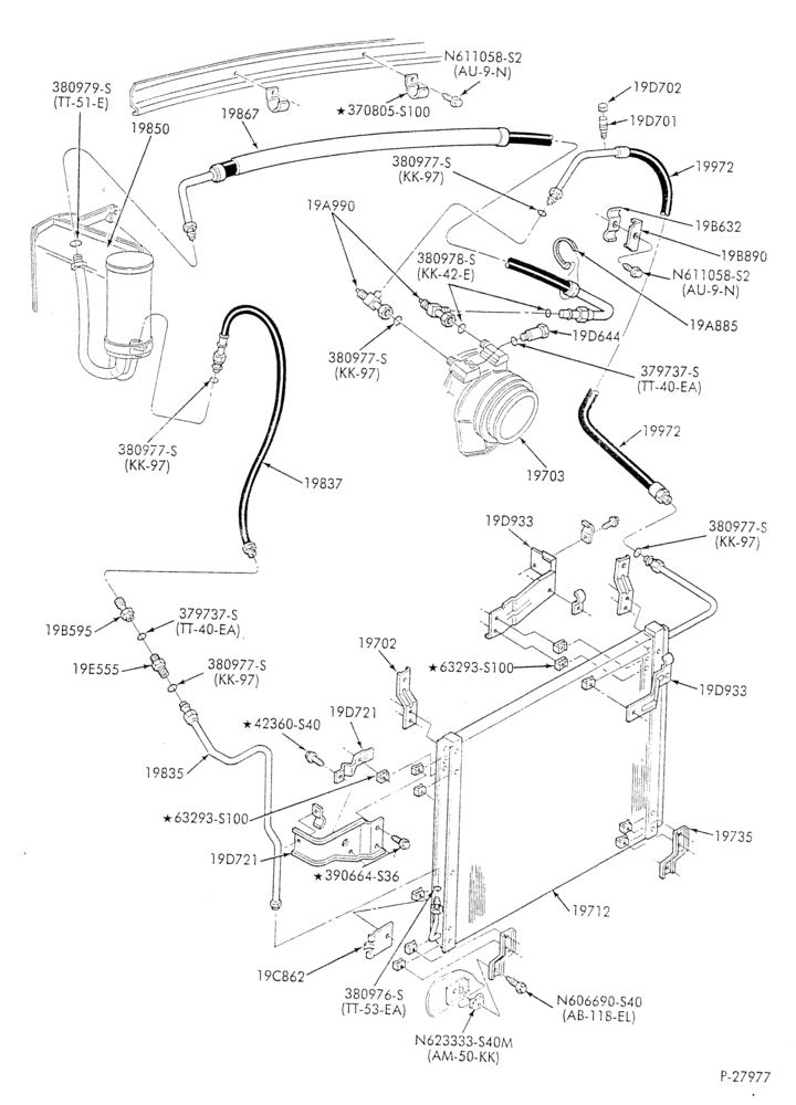 Схема AC HOSES & TUBES-6 cyl. - 4.9L - pre-charged-F & U