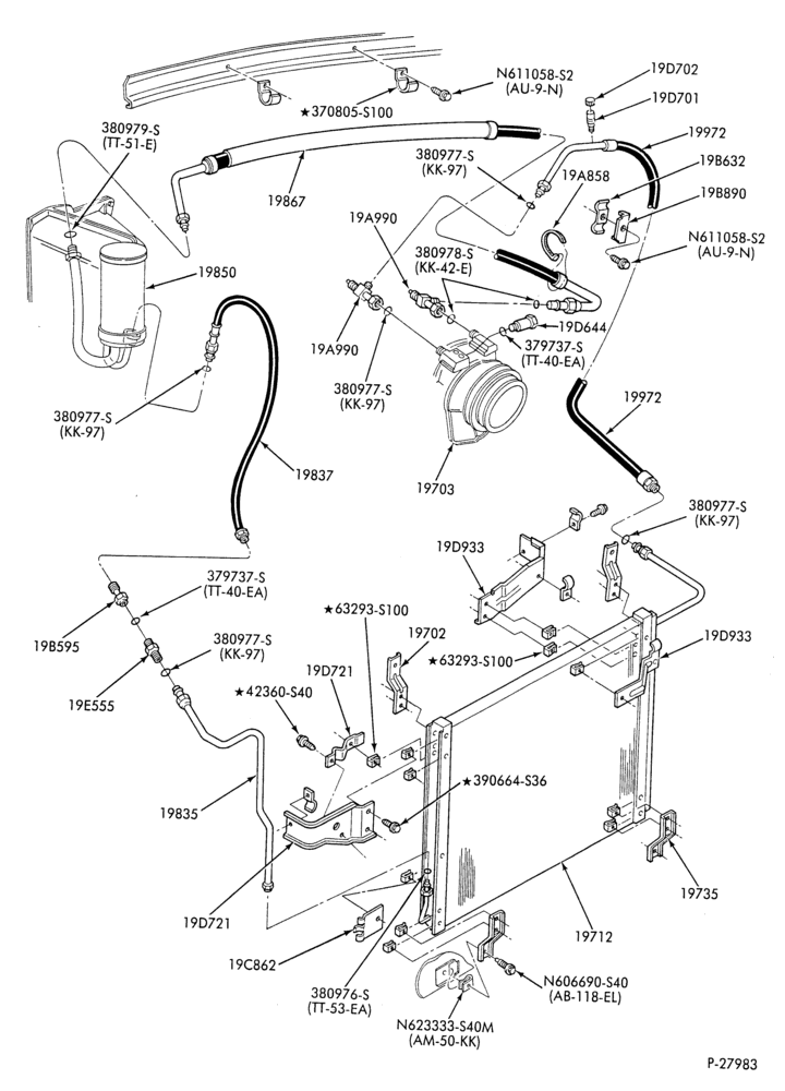 Схема AC HOSES & TUBES-8 cyl. - 6.9L - pre-charged-F & U