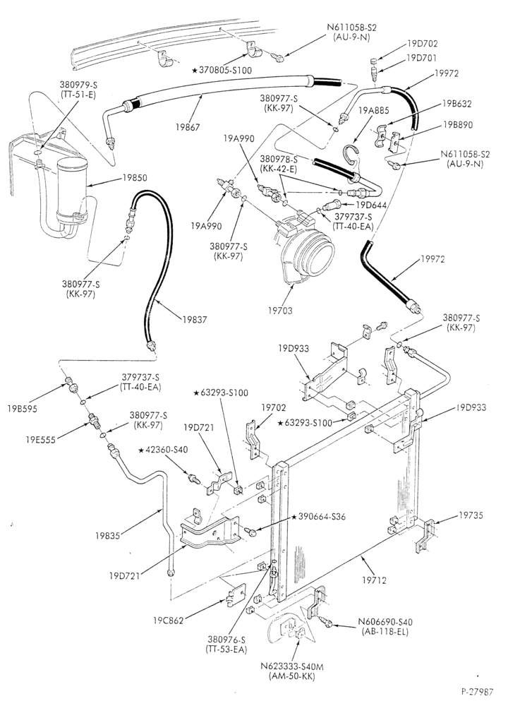 Схема AC HOSES & TUBES-6 cyl. - 4.9L - pre-charged-F & U