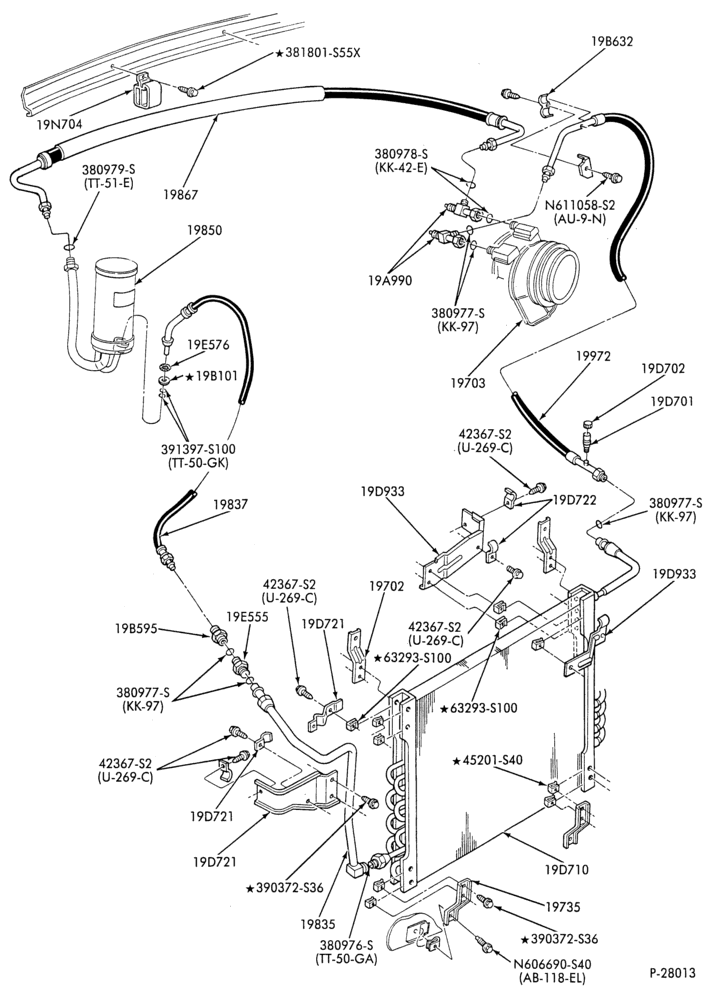 Схема AC HOSES & TUBES-8 cyl. - 7.3L - pre-charged-F & U