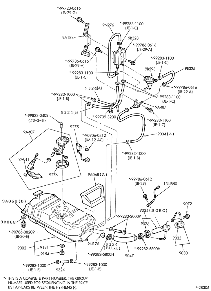 Схема FUEL SYSTEM AND CALIBRATION-Fuel system - tank installation - B/T 61