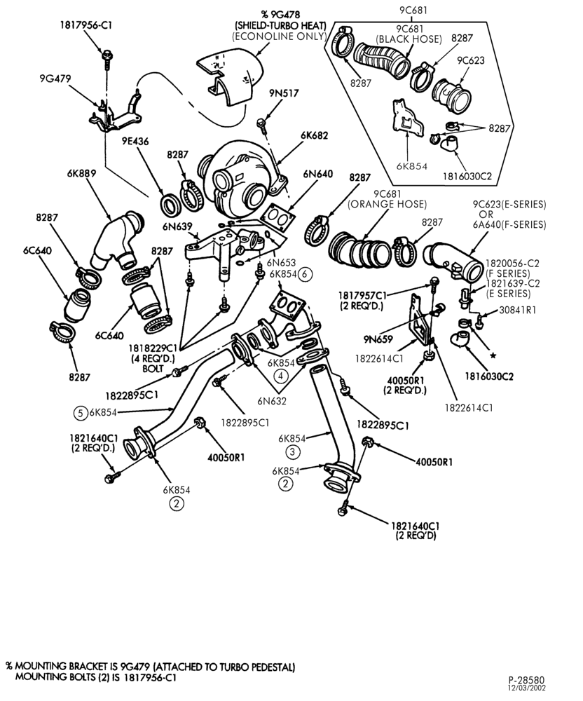 Схема 8 CYL. 7.3L - DIESEL - DIRECT INJECTION - TURBO-Turbocharger, piping & related parts-F250/350,F(Super Duty)