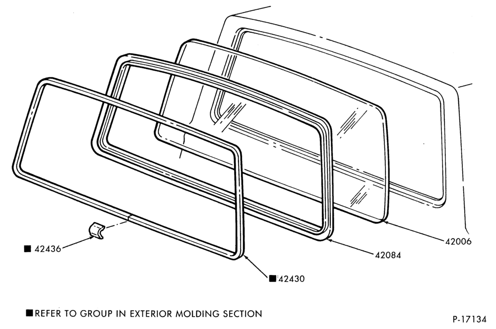 Схема DOORS AND WINDOWS-Back window parts (stationary)-F100/350,