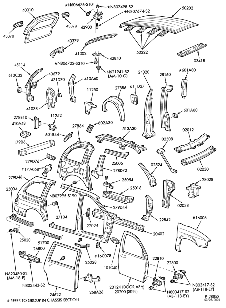 Схема SHEET METAL-Sheet metal - upper body - R.H. side - 3 door-TW