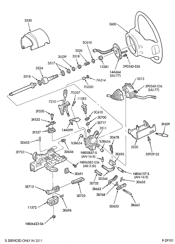 Схема STEERING-Steering column - tilt wheel - Page A-F59(Stripped Chassis)