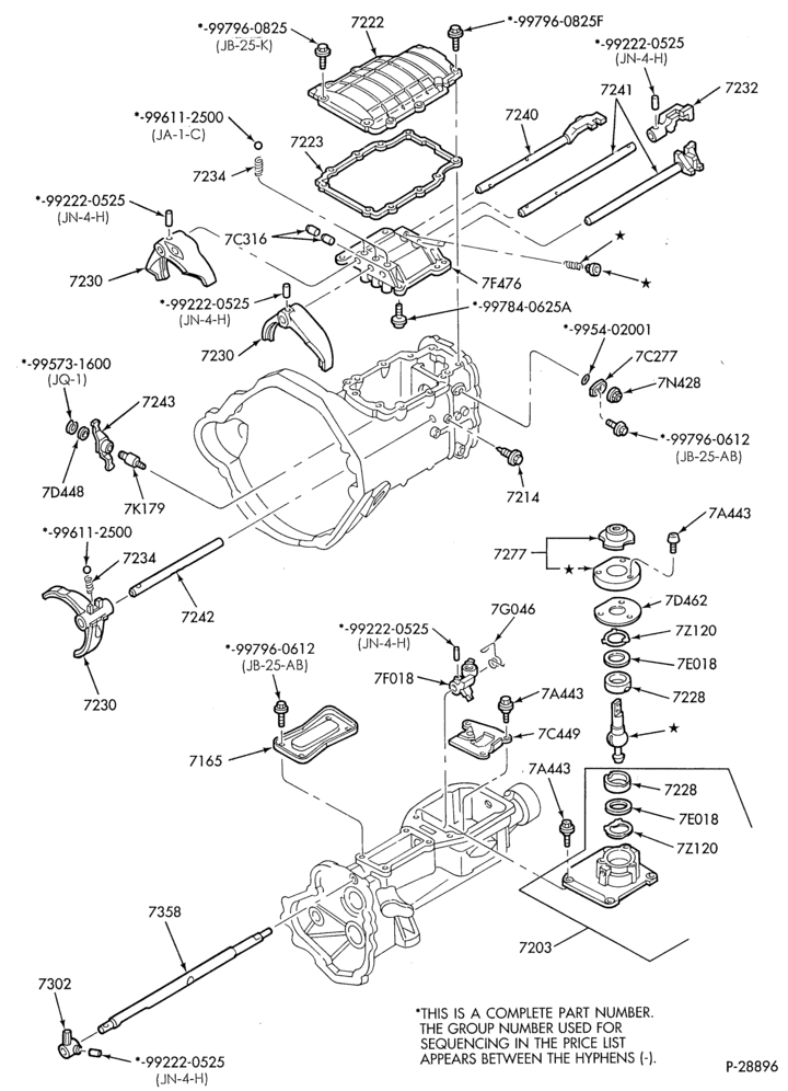Схема INTERNAL PARTS-5 speed manual trans. - Mazda-RKE - shift forks - Thunderbird-5/S