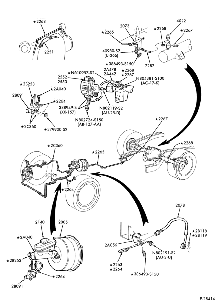 Схема BRAKES-Disc brake system - w/anti-lock brakes - 6 cyl. 3.8L