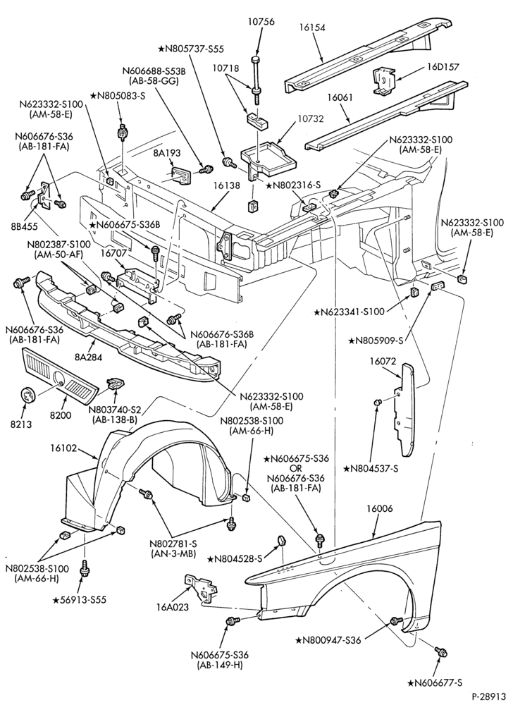 Схема FENDERS AND HOODS-Fender & apron sheet metal