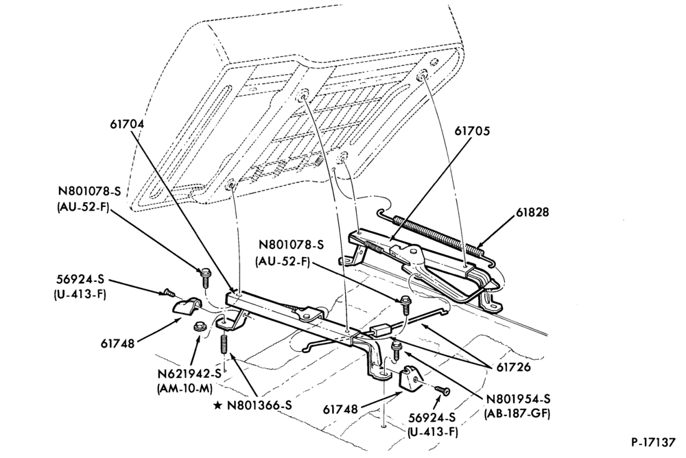 Схема SEATS AND SEAT BELTS-Front seat parts - split bench - lower half - manual