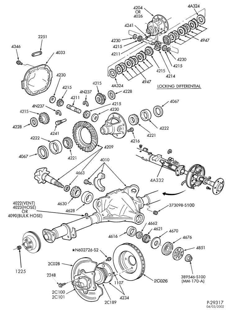 Схема Задний мост — Задний мост - 8.8" ring gear