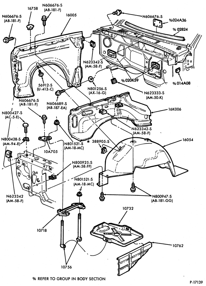 Схема FENDERS-Fenders and apron sheet metal-B