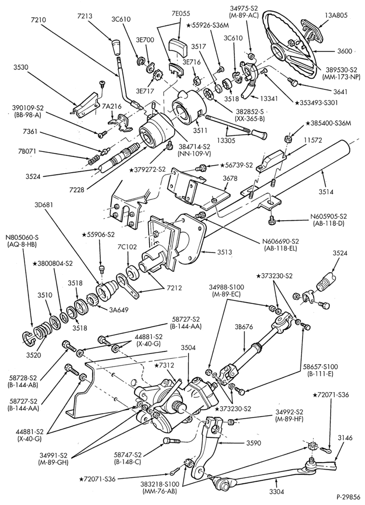 Схема STEERING-Column - for floor shift - B/T 84 (cab) - with auto. trans.-F-FT700/900