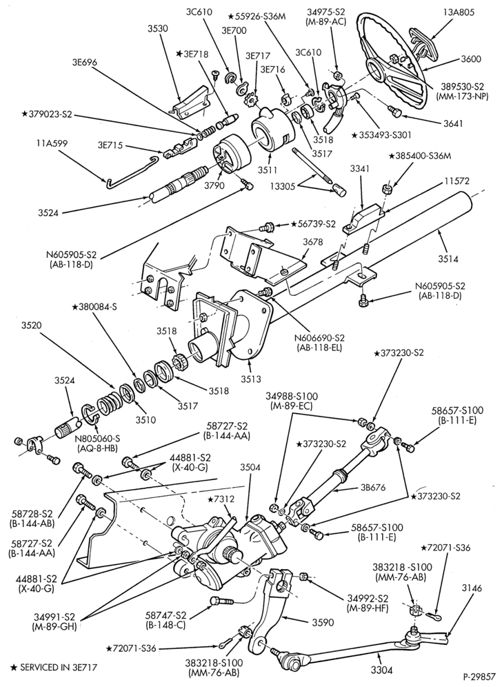 Схема STEERING-Column - for floor shift - B/T 84 (cowl) - with manual trans.-F-FT700/900