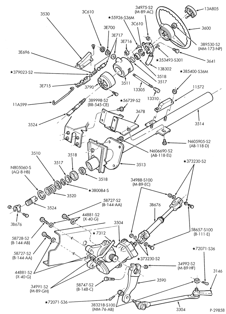 Схема STEERING-Column - for floor shift - B/T 81 (cab) - with manual trans.-F-FT600/900