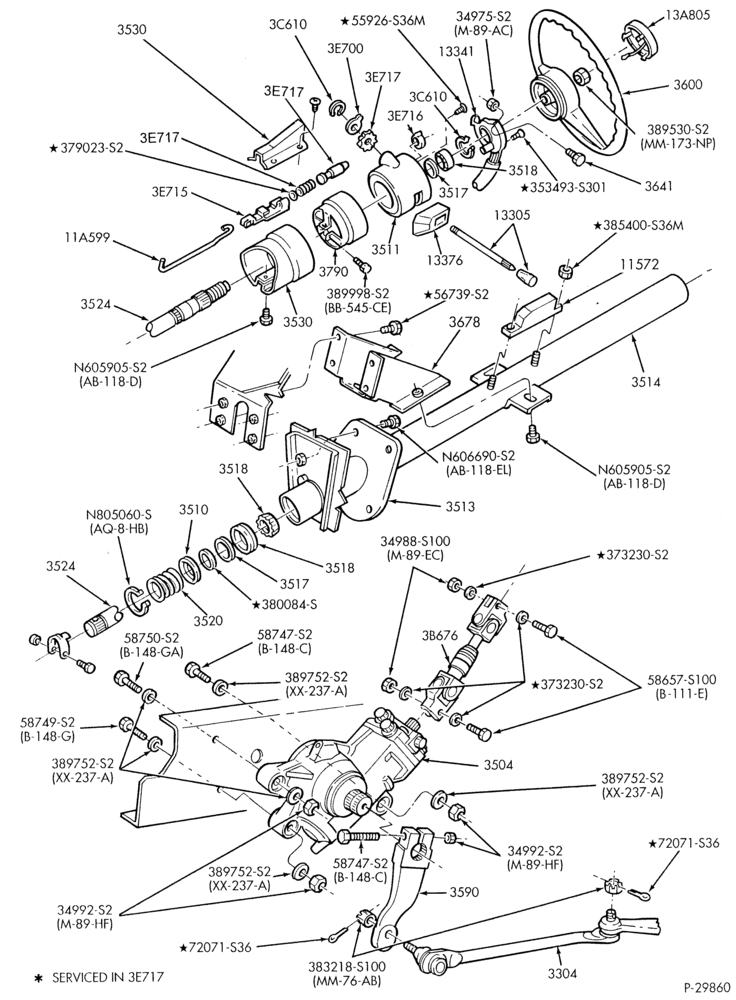 Схема STEERING-Column - for floor shift - B/T 81 (cab) - with auto. trans.-F-FT700/900 (Stripped Chassis