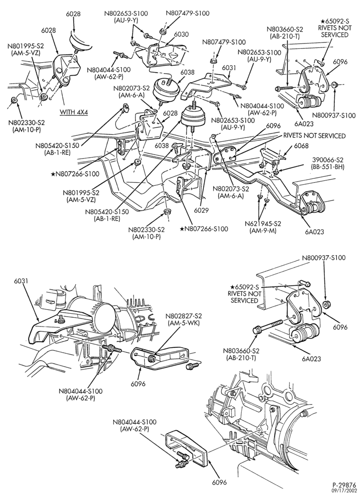 Схема 4 CYL. 2.3L - GAS - OHC-Engine supports - front & rear-R
