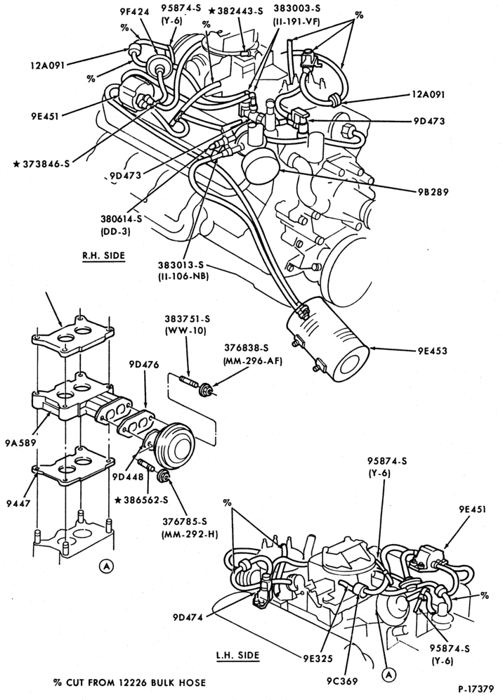 Схема 8 CYL. 5.8L (351 C.I.D.)-W-GAS-E-F250/350-exc. Calif.- over 8500# G.V.W.