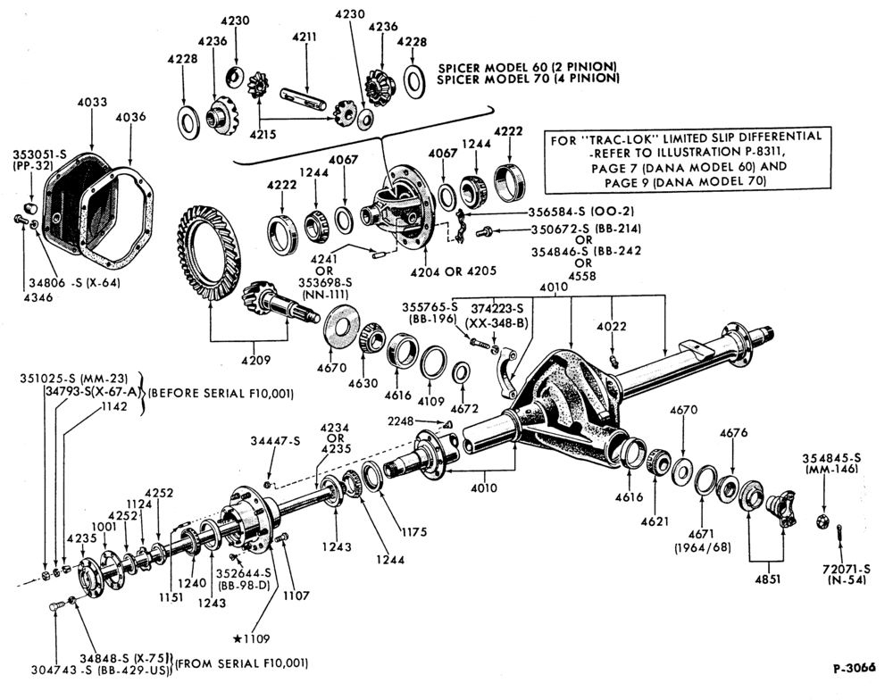 Схема REAR AXLE-REAR AXLE- Dana (Spicer) 61-1, 70B and 70HD - non-locking - full float axle-E250/350
