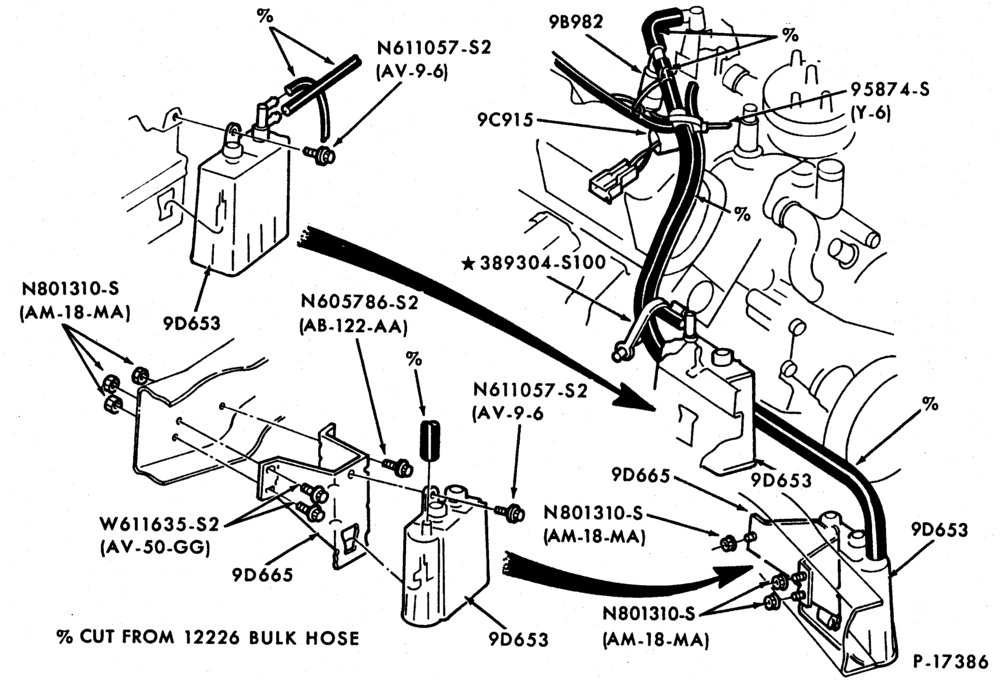 Схема 8 CYL. 5.8L (351 C.I.D.)-W-GAS-F100/250,U150-exc. altitude-altitude-2V