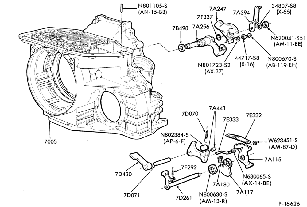 Схема ATX TYPE-ATX TYPE- manual control linkage and parking pawl-B,MB,E,ME,W