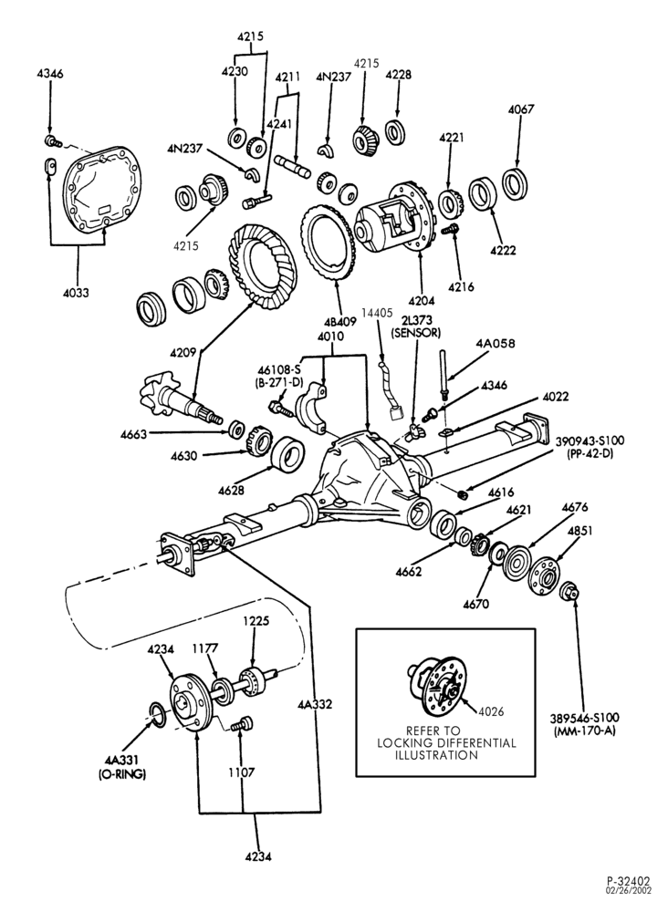 Схема REAR AXLE-REAR AXLE- Ford WDR - non-locking - 8.8" ring gear-F150 (exc. 7700)
