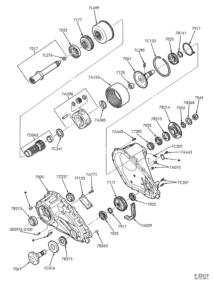 Схема Раздаточная коробка (4WD) — РК Warner 4404 с вискомуфтой — полный привод — B