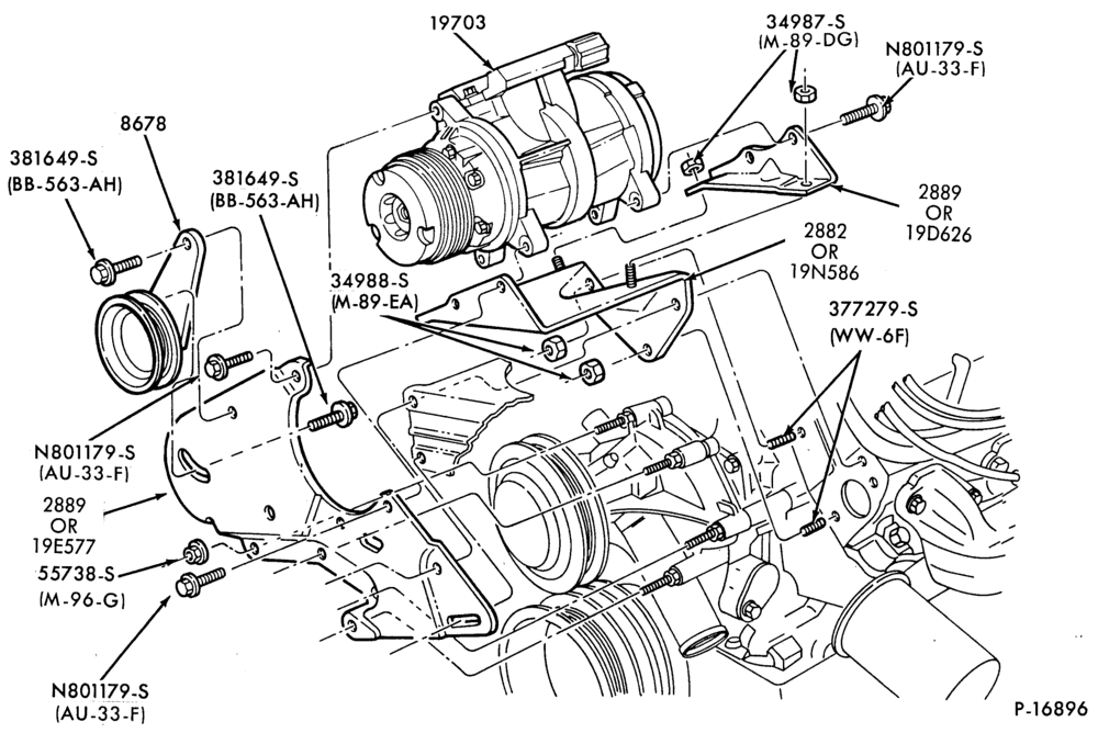 Схема AIR CONDITIONER-Compressor installation- 8 cyl. 302