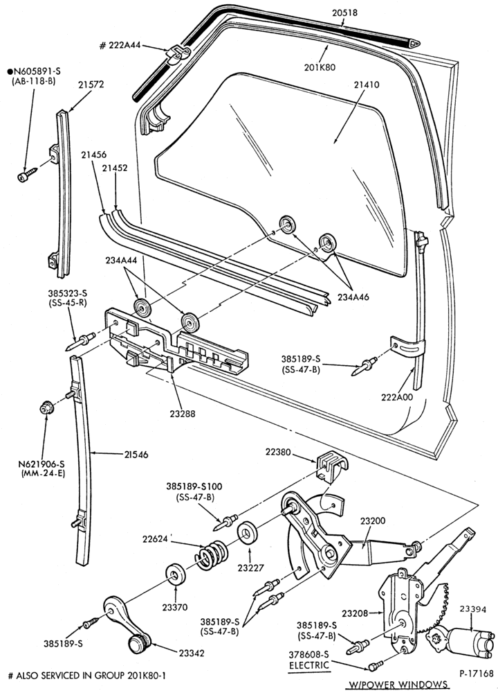 Схема DOORS AND WINDOWS-Front door window parts-w/o vent-(1983/88)-R