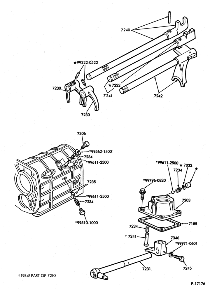 Схема Внутренние детали — Внутренние детали - 4 speed- shift forks — B