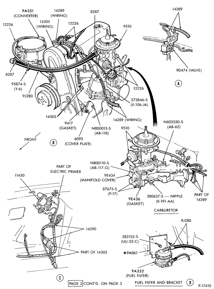 Схема 4 CYL. 2.3L (140 C.I.D.)-Liquid propane gas (LPG)- carburetor and fuel filter