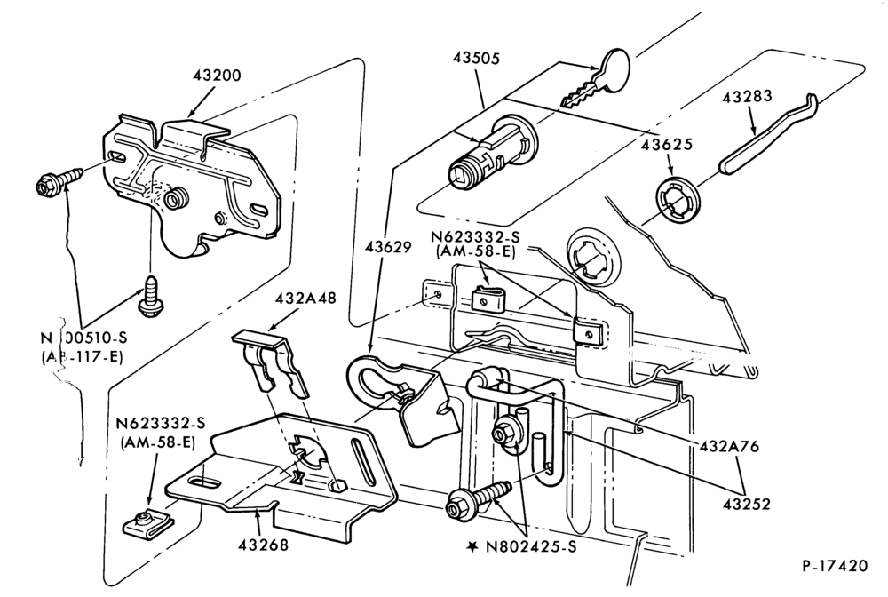 Схема LIFT/TAILGATE, LUGGAGE & BACK WINDOW-Latch parts - luggage compartment