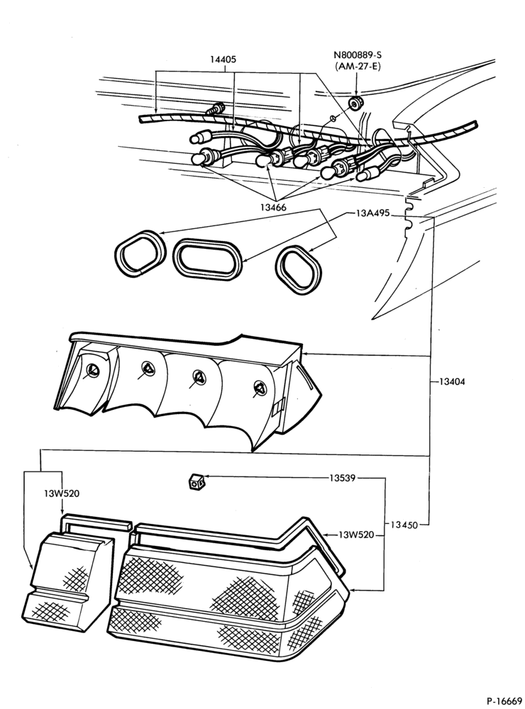 Схема LAMPS-Rear, backup, license plate and body side marker- EXP