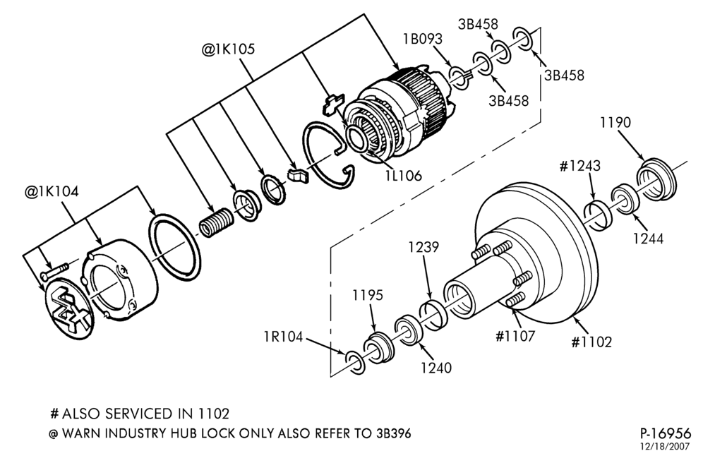 Схема WHEELS-Front driving axle hub lock, parts - automatic lock-U150