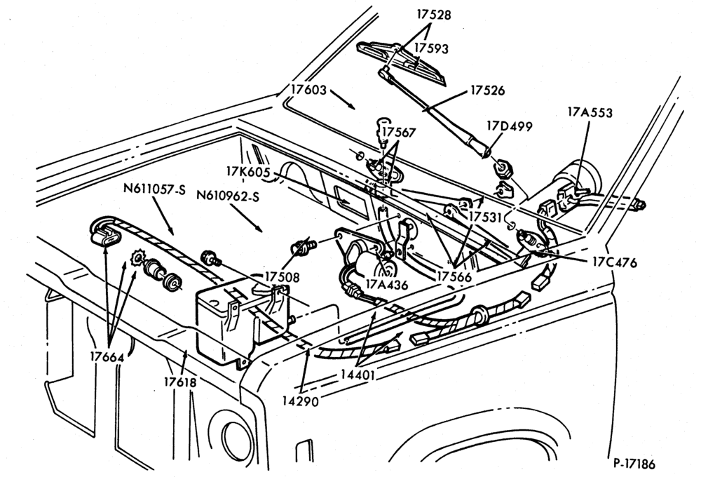 Схема WIPERS AND WASHERS-Windshield wiper and washer parts-R