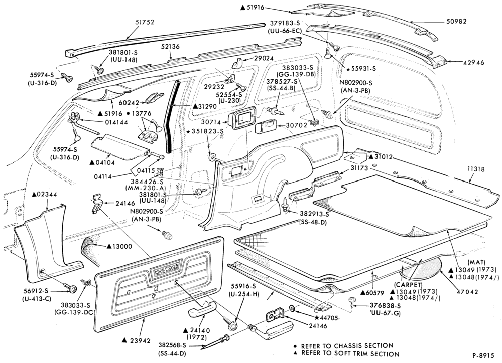 Схема SOFT, INTERIOR TRIM-Interior trim parts - body type 73