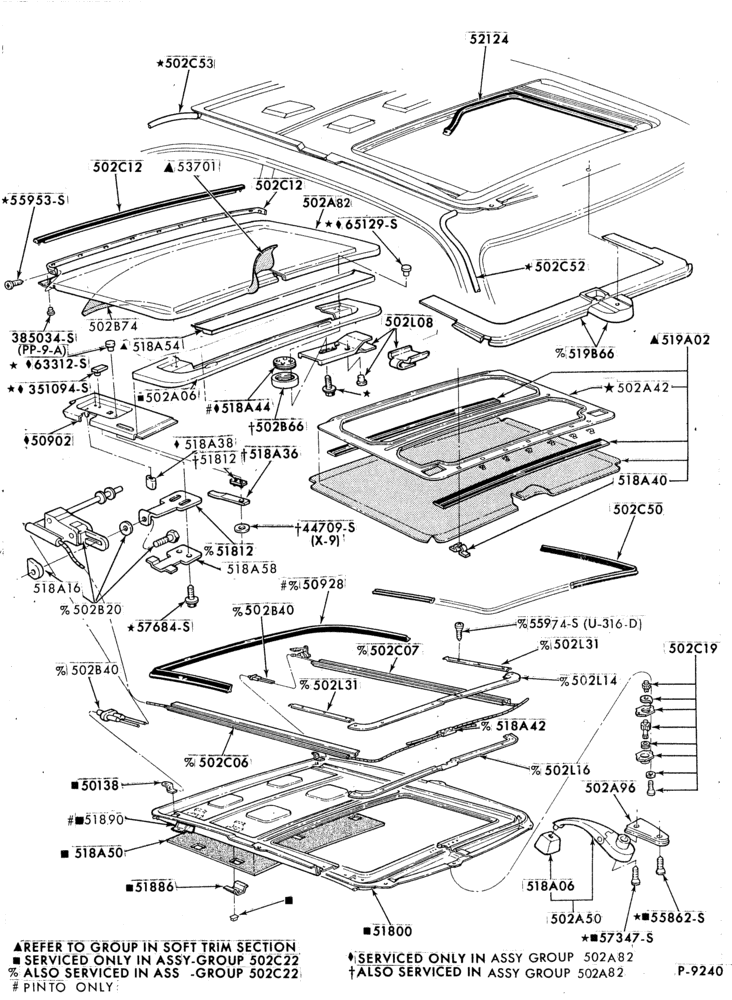 Схема LIFT/TAILGATE, LUGGAGE & BACK WINDOW-Sliding roof and related parts - manual